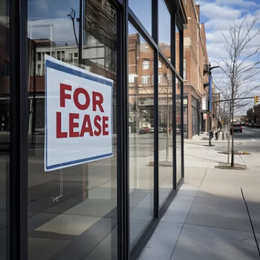 Building with a for lease sign